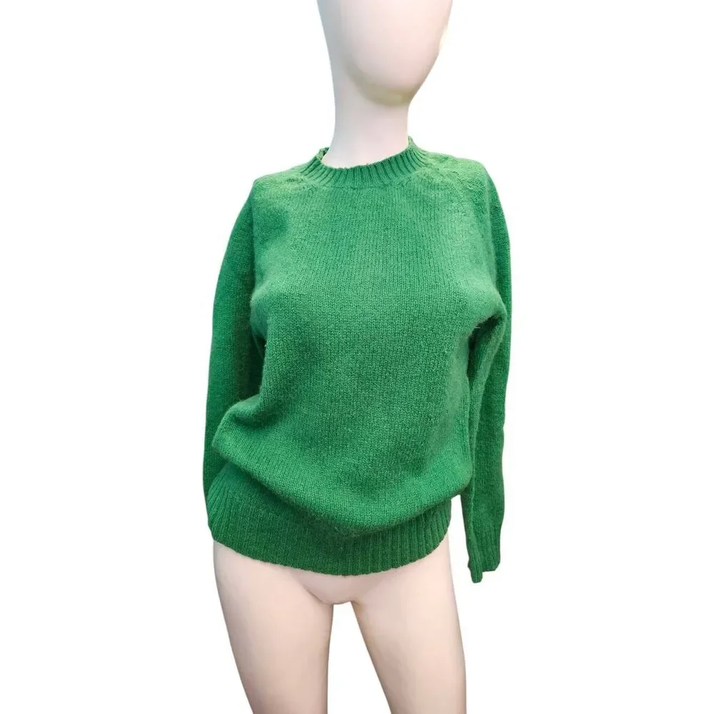 Red Door Ski Shop Green Sweater Womens Medium 38 Vintage 80's Wool Blend - Picture 2 of 8